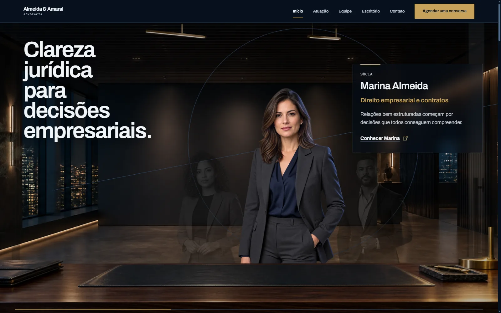 Página inicial da demonstração Almeida Amaral Advocacia