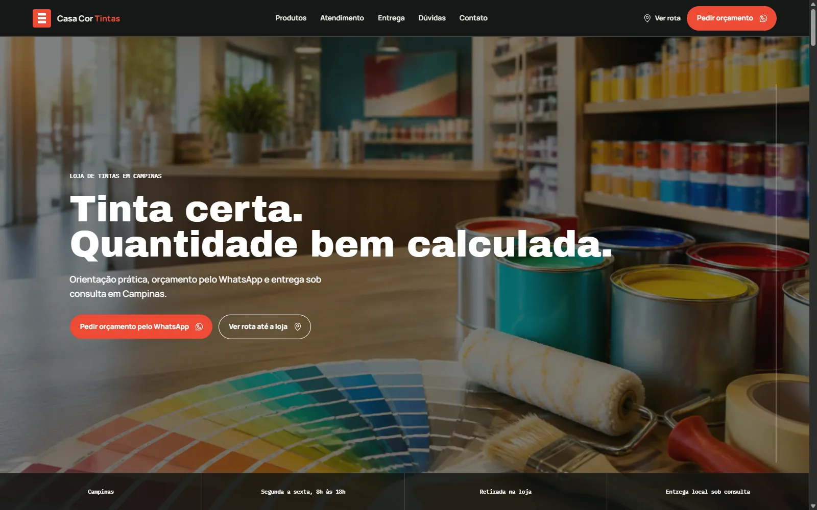 Página inicial da demonstração Casa Cor Tintas