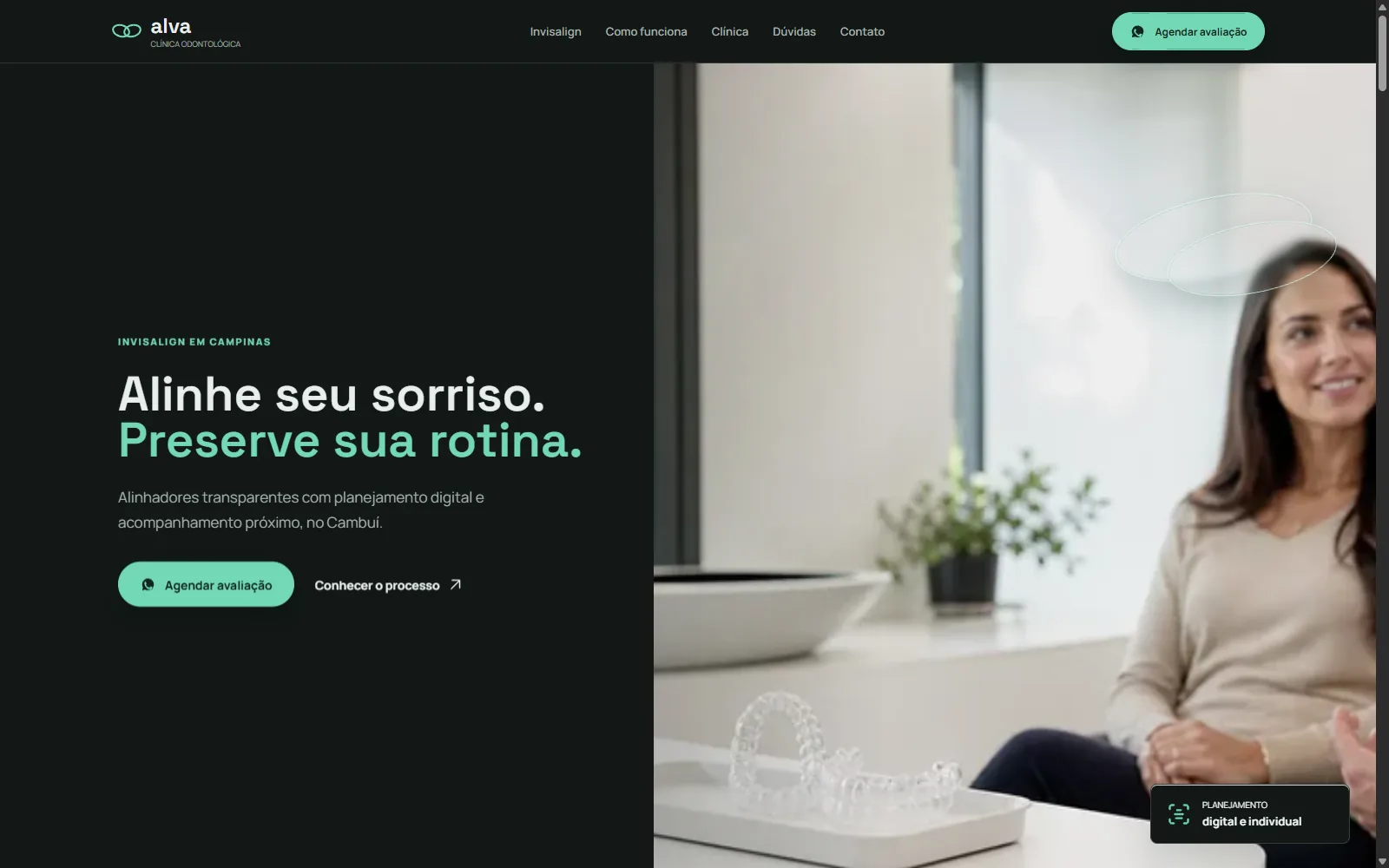 Página inicial da demonstração Clínica Alva